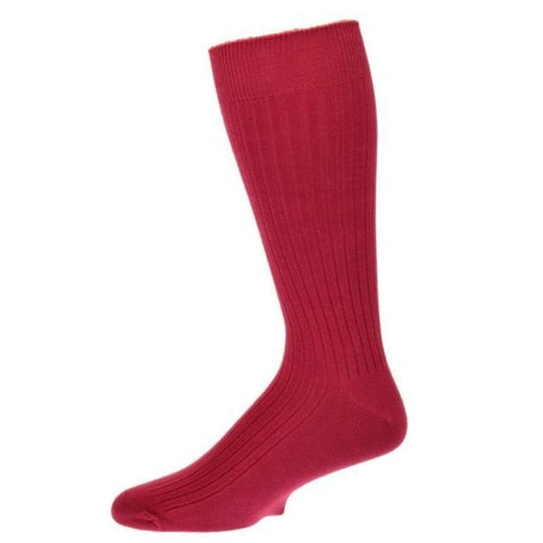 Men's Fine Ribbed Colorful Combed Cotton Crew Socks - Great for