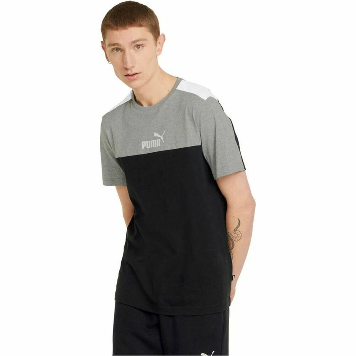 Men’s Short Sleeve T-Shirt Puma Essential+ Block Black