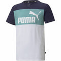 Child's Short Sleeve T-Shirt Puma Essentials+ Colorblock Blue Dark