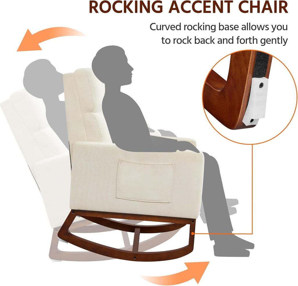 Rocking Recliner Chair With Side Pocket And Adjustable