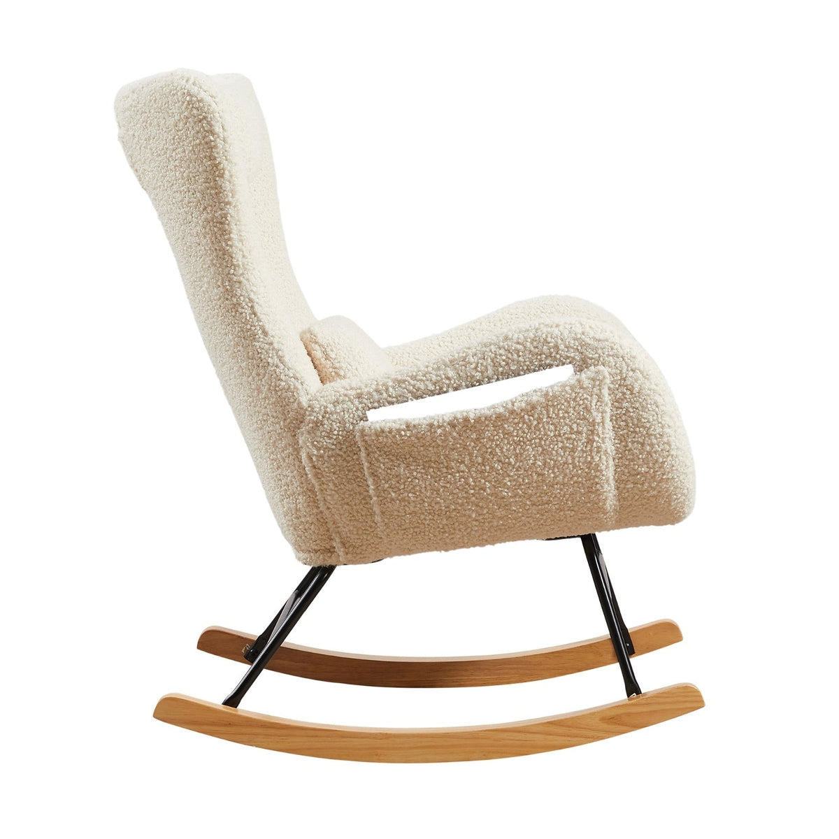 LuneluX_Home – Modern Rocking Chair with High Backrest (Beige)