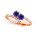 R781-S-D-.50-14R-Si-2 0.50 14K Rose Gold Sapphire Two Stone Rings,