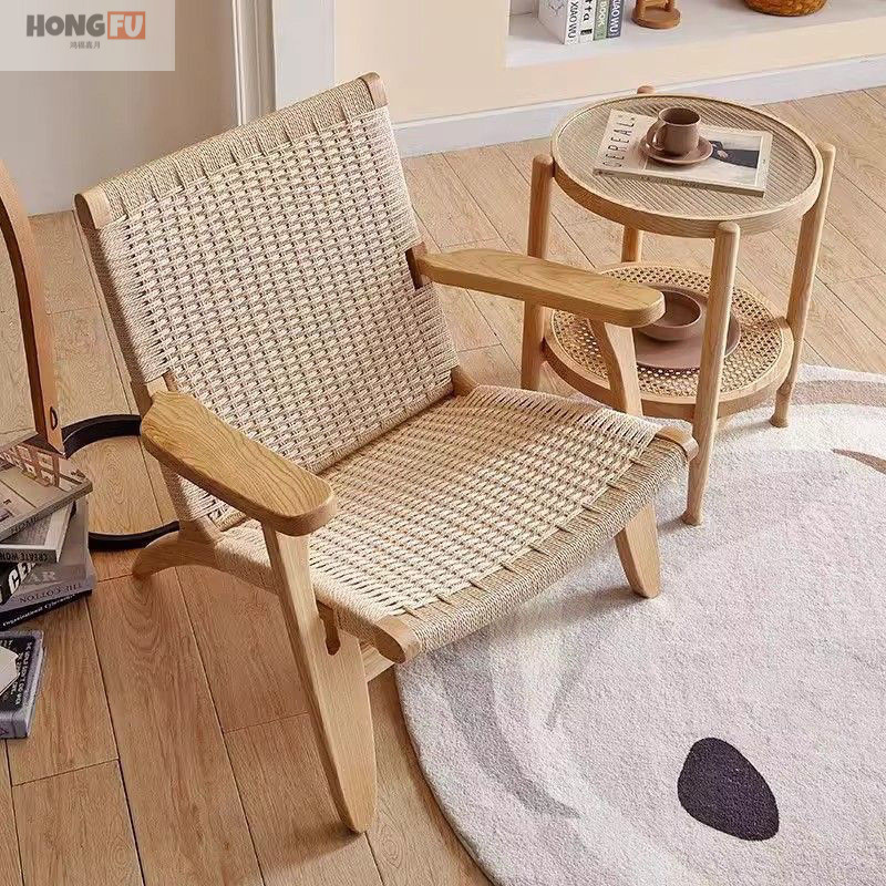 NORDHAVEN™ Rope-Woven Solid Wood Lounge Chair