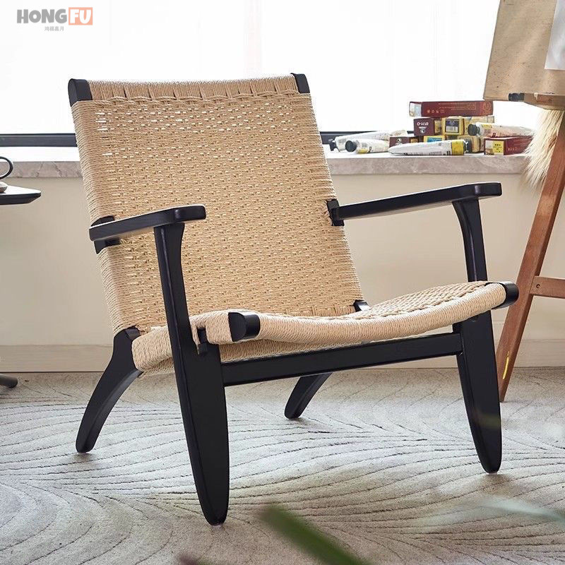 NORDHAVEN™ Rope-Woven Solid Wood Lounge Chair