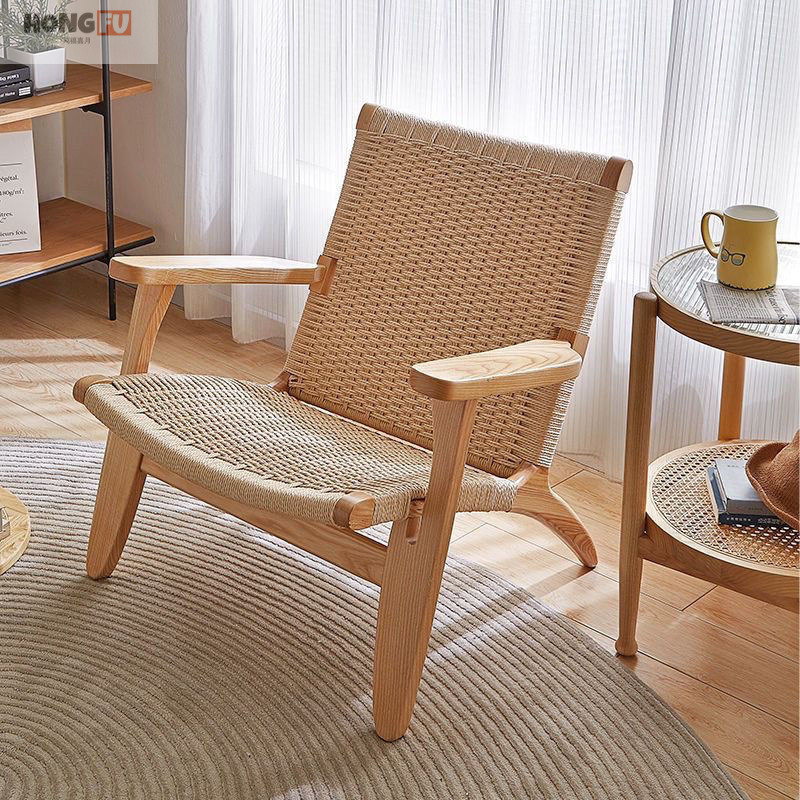 NORDHAVEN™ Rope-Woven Solid Wood Lounge Chair