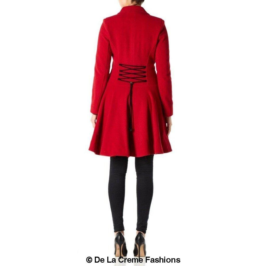 Wool Blend Fit And Flare Double Breasted Skater Coat (1102)